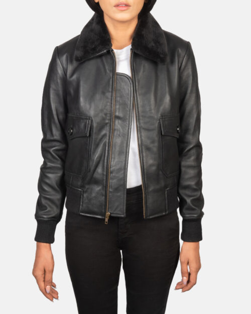 Jet Setter Black Leather Bomber Jacket